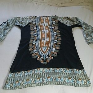 Bhag's Boho semi sheer tribal print tunic.